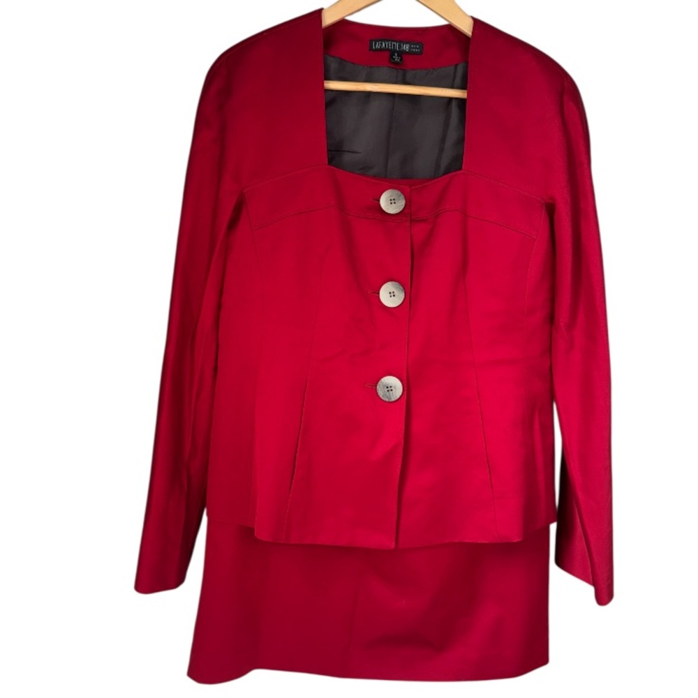 Lafayette 148 New York Rich Red Blazer 8 set skirt size 10 pair